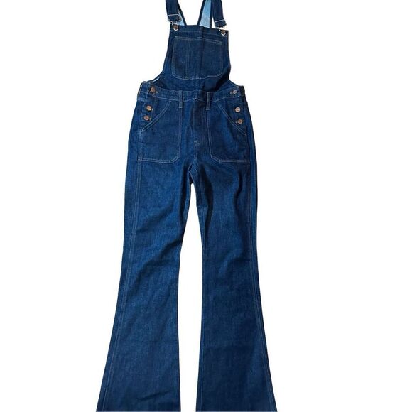 Madewell Flea Market Flare Denim Overall in Dark Washed indigo Sz Small - Picture 10 of 14